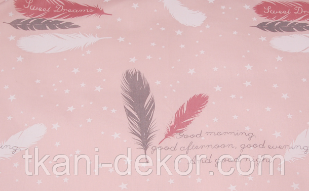 Сатин (бавовняна тканина) на персиковому фоні пір’я (0,55*160), фото 1