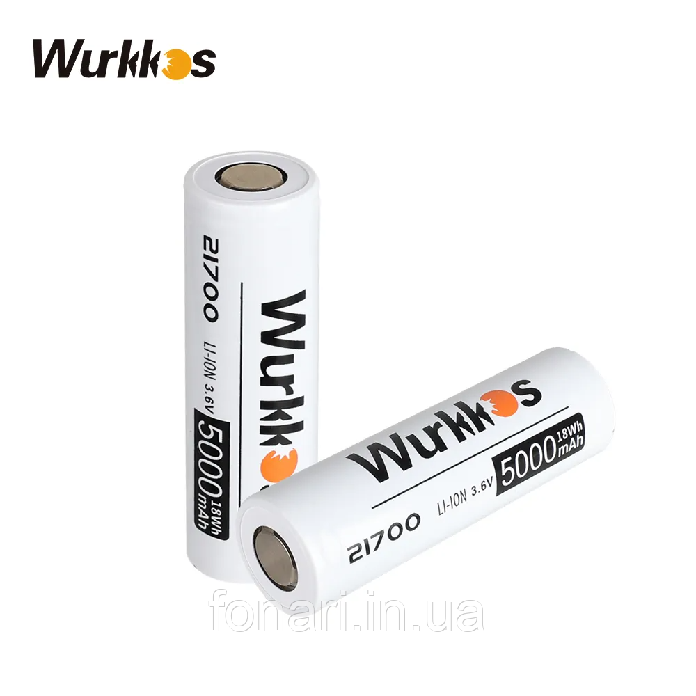 Акумулятор Wurkkos 21700 Li-Ion 5000mAh, 3.7V