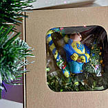 Набір ялинкових новорічних прикрас в українському стилі ручної роботи у подарунковій коробці, фото 3
