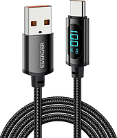 Кабель Essager Enjoy LED Digital Display 7A USB Type-A to USB Type-C 1 м Black (EXCT-XY01-P)