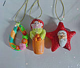 Набір ялинково-різдвяних прикрас ручної роботи у подарунковій коробці, фото 2