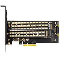 Переходник Адаптер PCI-E на Dual M.2 SSD JEYI SK6 (NVME (m Key) and SATA (b Key) SSD)