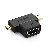 Переходник Ugreen HD129 Micro HDMI+Mini HDMI to HDMI (female) 20144