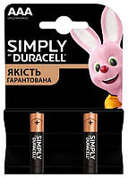 Щелочные батарейки ААА Duracell Simply 1.5V LR6 2шт Бельгия