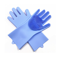 Хозяйственные силиконовые перчатки для уборки и мытья посуды Magic Silicone Gloves Синий «D-s»