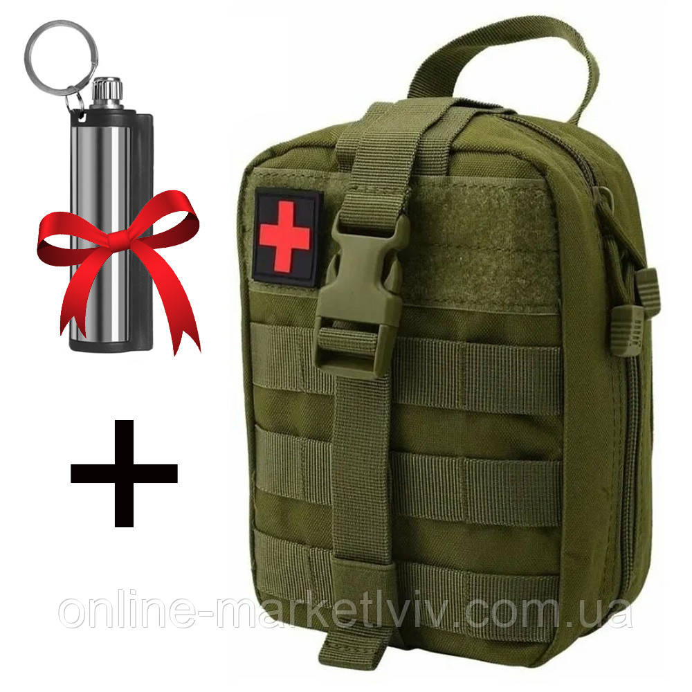 Тактична аптечка 20х15х8см, на системі Molle A87 + Подарунок Вічний сірник Make Fire