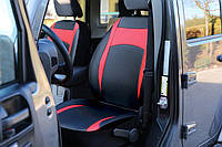 Авточехлы из эко кожи для Chevrolet Aveo (2002-2011) Pok-ter Desing Leather с красной вставкой