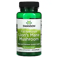 Ежовик гребенчатый , Swanson Lion's Mane Mushroom, 500 мг 60 капсул