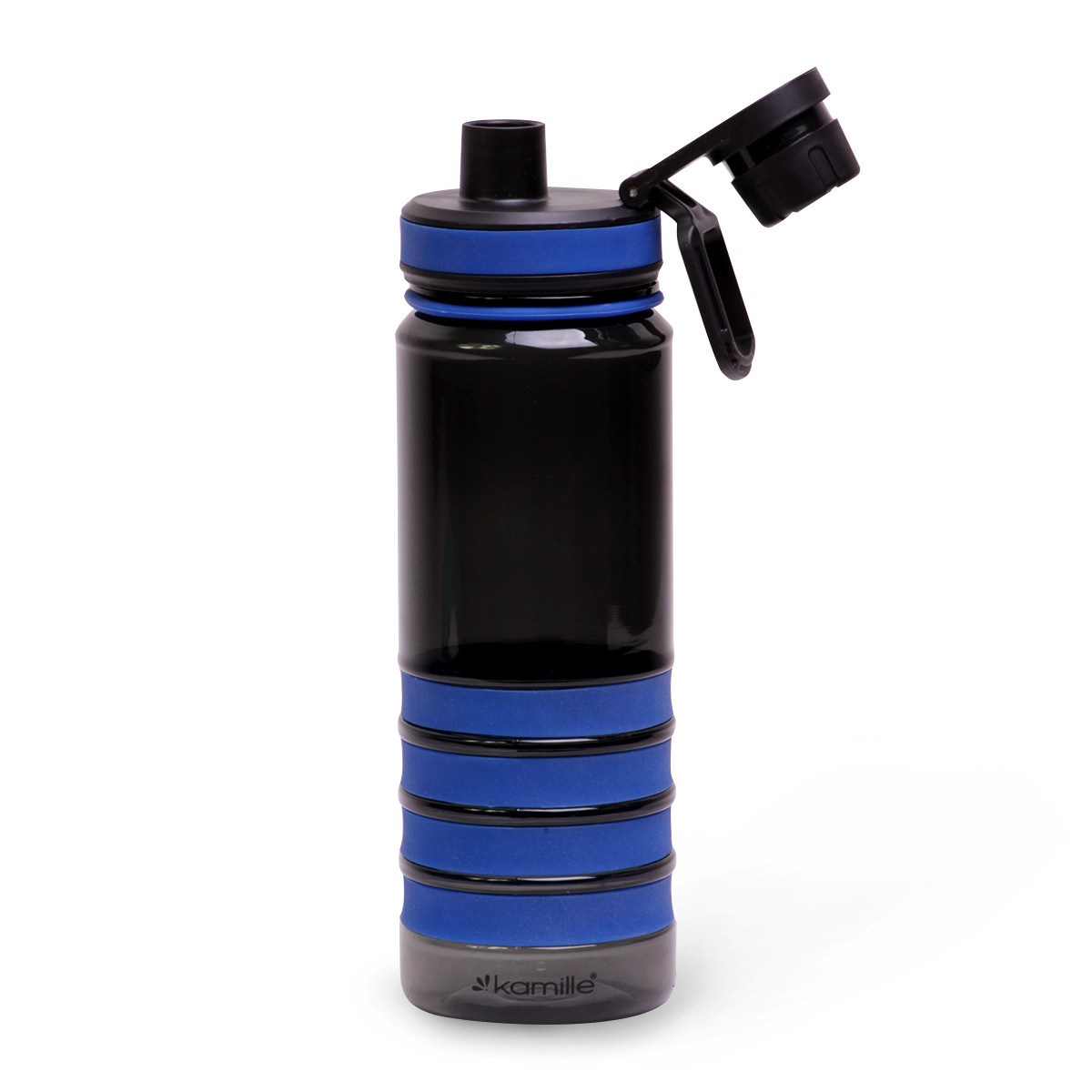 Пляшка спортивна для води Kamille 750мл з пластика 2302 чорно-синій