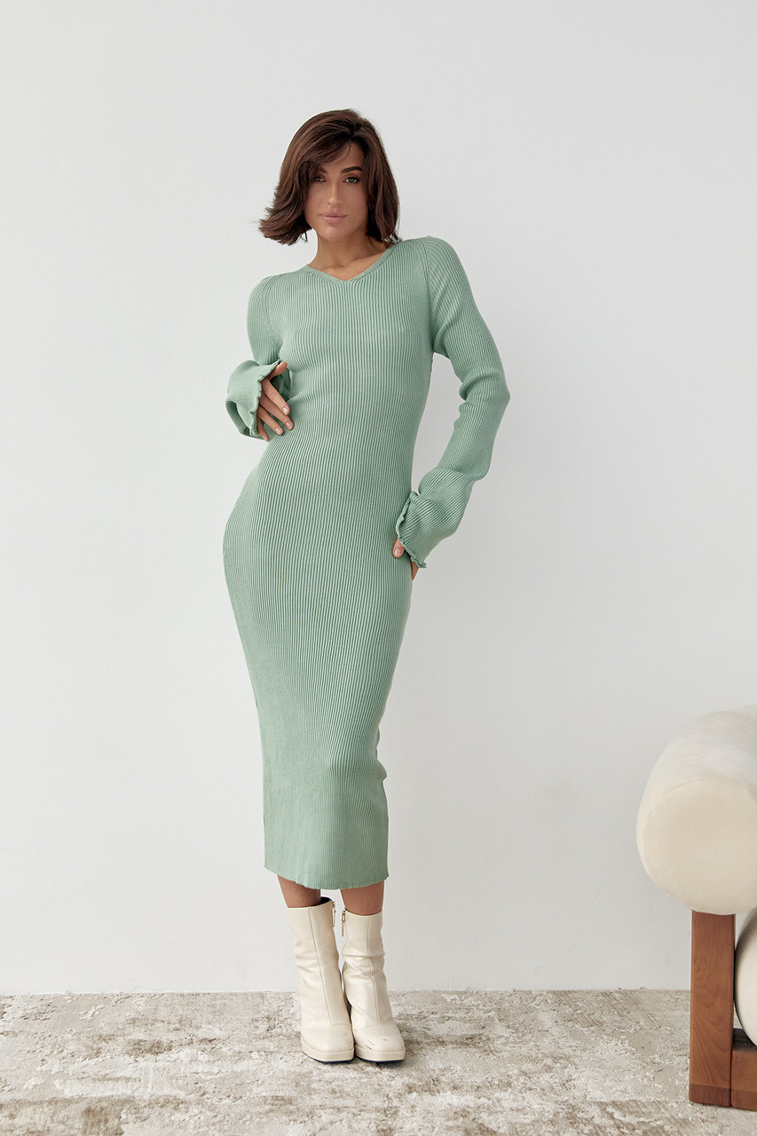Приталена сукня міді зі шнурівкою на спині - м'ятний цвет, ONE SIZE (є розміри), фото 1