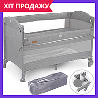 Детский манеж прямоугольный игровой двухуровневый El Camino ME 1098 UNITY Perfect Gray серый