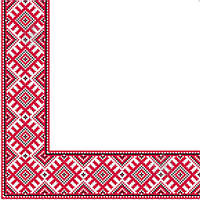 Серветки Марго вишиванка український орнамент червоний 33 х 33 см 50 шт