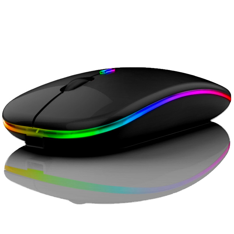Мишка бездротова для ПК та ноутбуків з кольоровою підсвіткою (чорна)