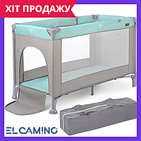 Детский манеж прямоугольный игровой El Camino ME 1096 ACTIVE Mint Gray мятный