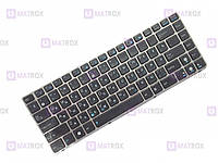 Оригинальная клавиатура для ноутбука Asus UL30A, UL30Jt, UL30VT, UL80V series, black, ru, серебристая рамка