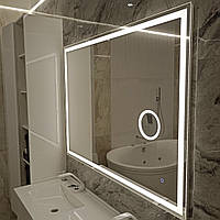 Прямоугольное зеркало с «фронтальной» LED подсветкой 80*120 см в ванную комнату, гостиную, спальню