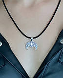 Срібна підвіска «Лунниця»на шнурку чернена — сила жіночої енергії в кожній лінії 🌙🖤, фото 2