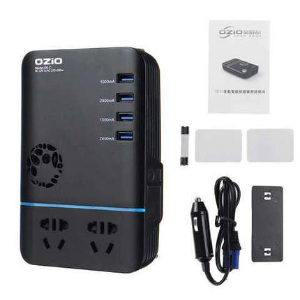 Автомобіль інвертор, мережевий фільтр OZiO 12 V 220 V 200 W, фото 1