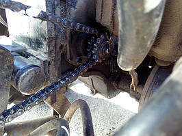 Подключение транспортерной картофелекопалки КМ-5 к минитрактору (привод справа через звездочку)