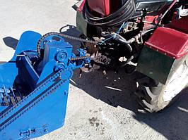 Подключение транспортерной картофелекопалки КМ-5 к минитрактору (привод справа через звездочку)