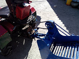 Подключение транспортерной картофелекопалки КМ-5 к минитрактору (привод справа через звездочку)