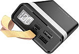 Повербанк BOROFONE J18-20000мАг Power Bank з цифровим дисплеєм, ліхтарем, 2хUSB Чорний, фото 7