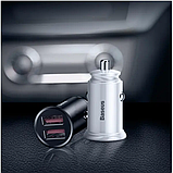 Автомобільний зарядний пристрій Baseus Car Charger QC 3.0 30 W 2 USB 5 A Заряджання від прикурювача в авто, фото 10