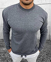 Мужской спортивный серый свитшот повседневный, модный мужской однотонный свитшот круглый вырез горловины