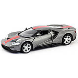 Іграшкова машинка металева Ford GT 2019, форд, сірий, відкр двері, інерція, 1:42, 5*12*3см (250338U), фото 3