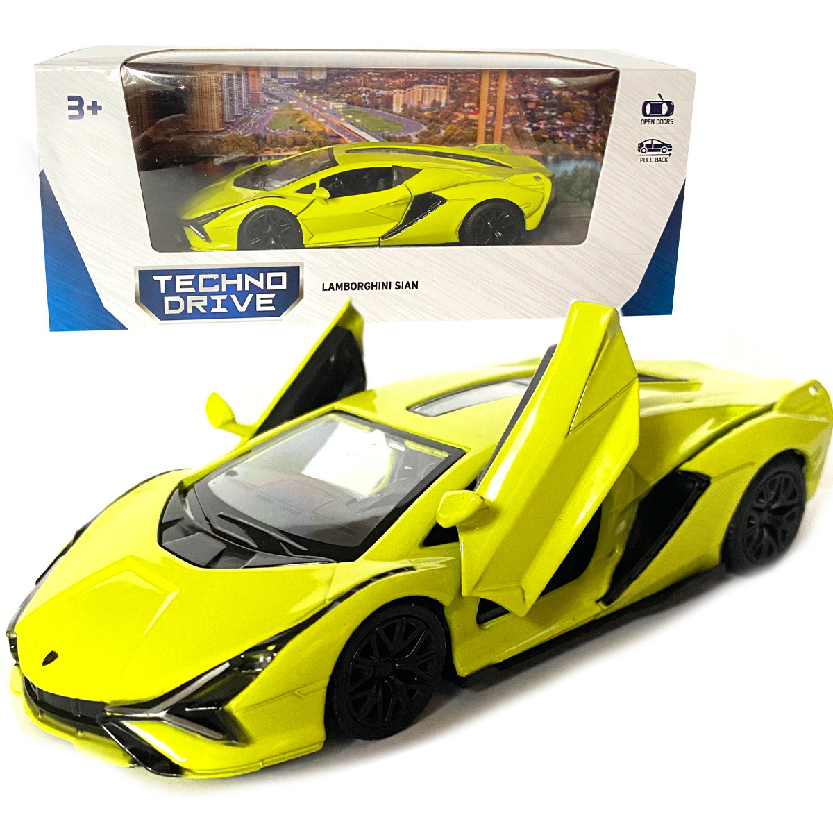 Іграшкова машинка металева Lamborghini Sian, Ламборгіні сіан, зелена, відкр двері, інерція, 1:42, 6*12*3см (250346U), фото 1