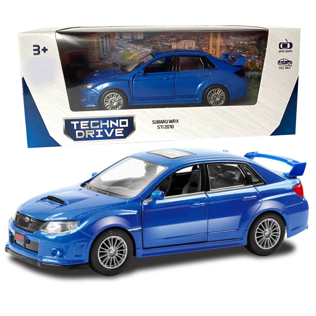 Іграшкова машинка металева Subaru WRX STI, субару, синій, відкр двері, інерція, 5*12*4см (250334U), фото 1