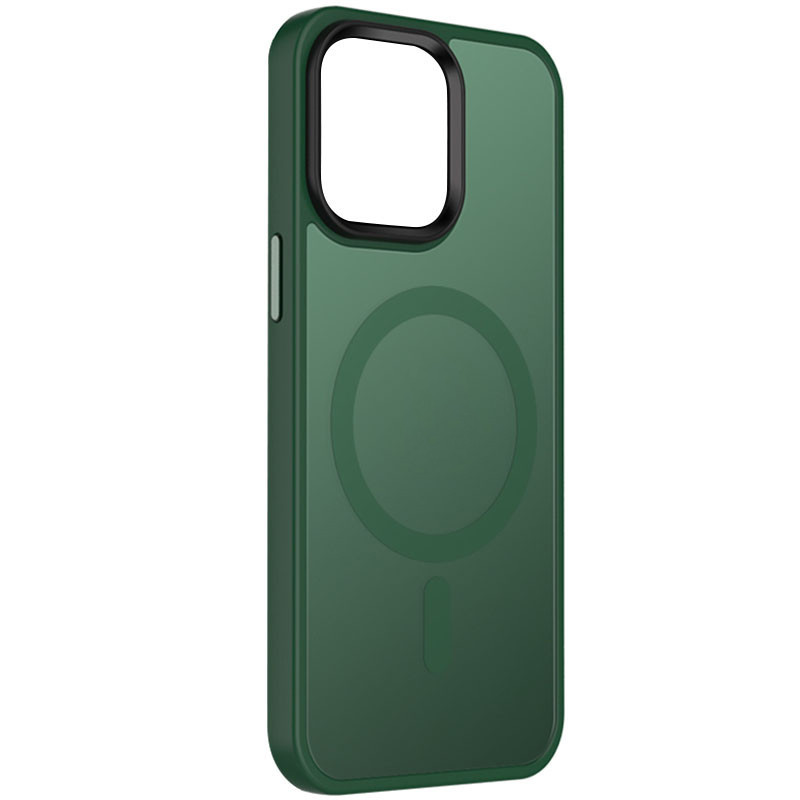 TPU+PC чохол Metal Buttons with MagSafe Colorful для Apple iPhone 15 Plus (6.7") Зелений / Dark Green, фото 1