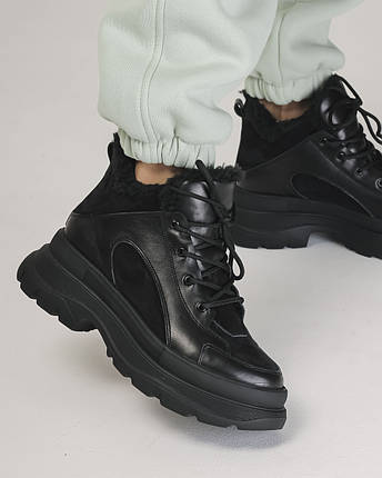 Кросівки зимові U.Spirit 5050 37 чорна шкіра замша 36, фото 1