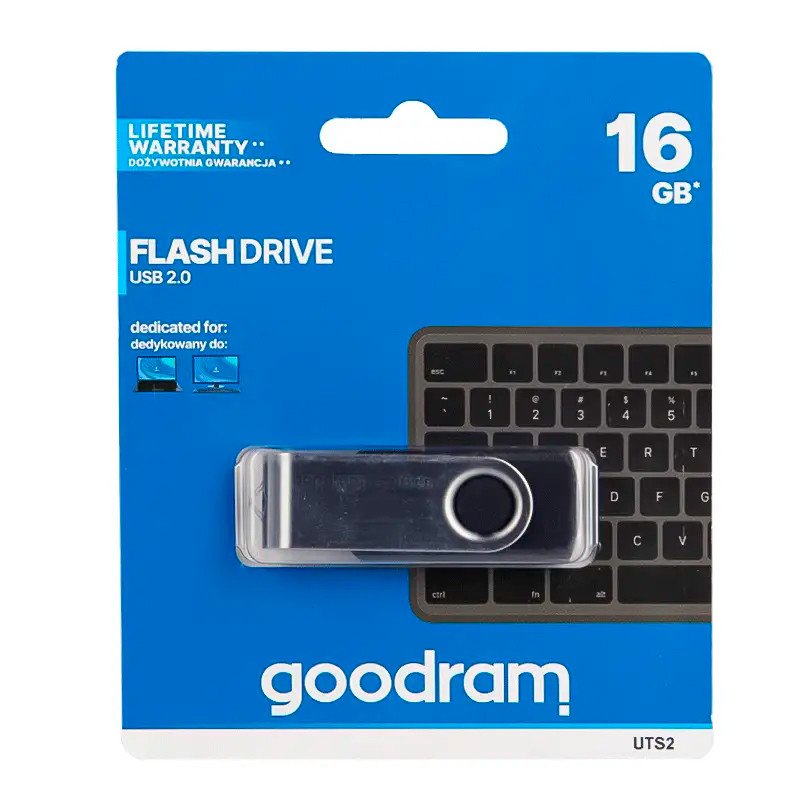 Флешка GOODRAM UTS2 Twister 16 GB Чорна для зберігання інформації фото музики документів сховище даних шт., фото 1