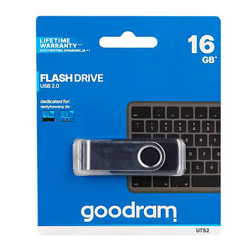 Флешка GOODRAM UTS2 Twister 16 GB Чорна для зберігання інформації фото музики документів сховище даних шт.