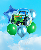 Набір-фонтан із повітряних кульок Зелений трактор 6 шт