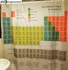 Шторка для ванни Періодична таблиця Менделєєва із серіалу Теорія Великого Вибуху, фото 3