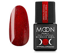Гель-лак Moon Full Red Flashing Disko FD06, червоний з шиммером, світловідбиваючий, 8 мл