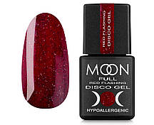 Гель-лак Moon Full Red Flashing Disko FD07, червоний з шиммером, світловідбиваючий, 8 мл