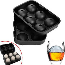 Силіконова форма для льоду Ice Ball кульки 6 осередків Black
