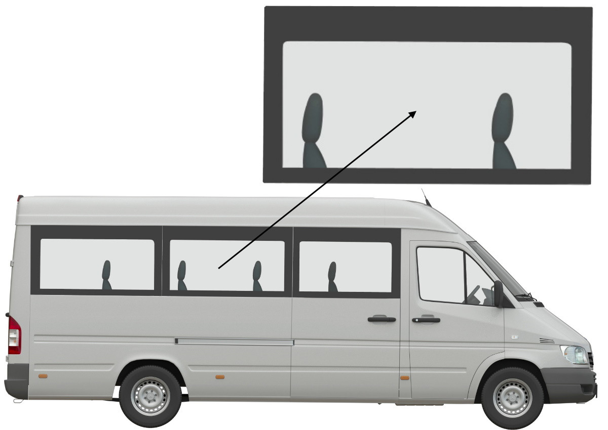 Бічне скло Mercedes Sprinter 1995-2006 салону середнє праве панорамне довга база, фото 1
