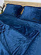 Велюрова постільна білизна Моніка Євро Синій, фото 6