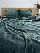 Велюрова постільна білизна Моніка з простинею на резинці Євро Зелений, фото 6