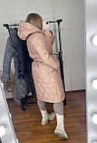Пальто пуховик жіноче тепле стьобане довге зимове на синтепоні, фото 5
