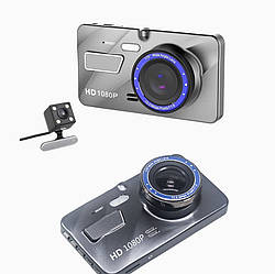 Відеореєстратор автомобільний акумуляторний нічного бачення 2 камери ІЧ датчик microSD Gcенсор А10