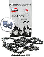Цепь 76 звеньев (38 зубов) Winzor суперзуб для твёрдых пород + 2 заклёпки шаг 325 паз 1,5 оригинал