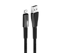 USB кабель для зарядки и передачи данных to iPhone Lightning 2.4A 1м черный (с белым LED индикатором)