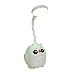 Лампа настільна дитяча акумуляторна з USB 4.2 Вт сенсорний настільний світильник Сова CS-289 Зелений