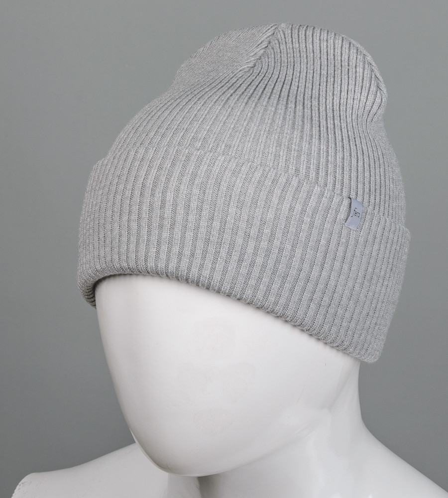 Кашемірова шапка з відворотом (С2305), Сірий, фото 1