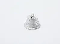 Колокольчик с блестками для декорирования сувениров и украшения серебряный размером 35 мм